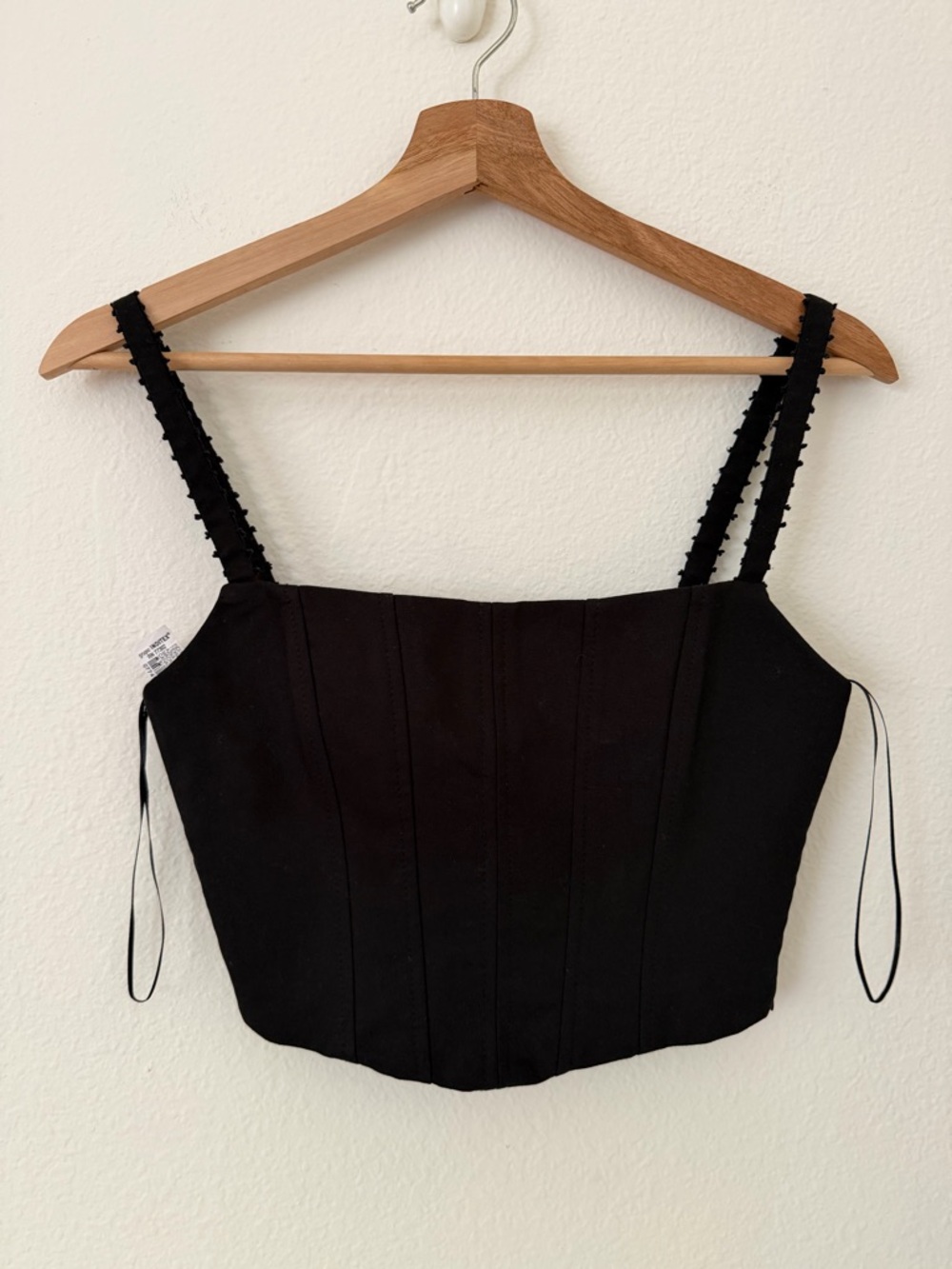 Zara Corset Cropped Sleeveless Black Shirt Top Size XS Neutral Minimalist Casual